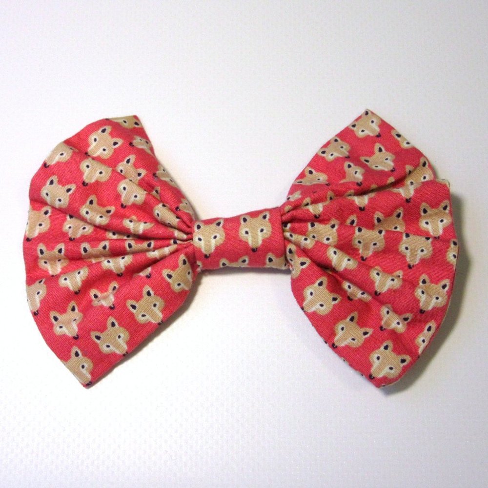 Pink Foxes Fabric Hair Bow